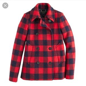 JCrew Buffalo Check Peacoat Wool/silk lined